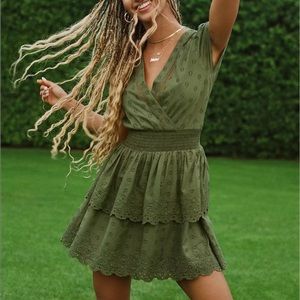 American Eagle Green Ruffle Dress